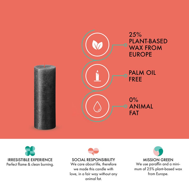 بولسوس شموع عمود معدنية لامعة باللون الأسود من BOLSIUS - 2.75 × 7.5 بوصة - جودة أوروبية ممتازة - تتضمن شمع نباتي طبيعي - شموع زفاف غير معطرة لمدة 85 ساعة - Image 4